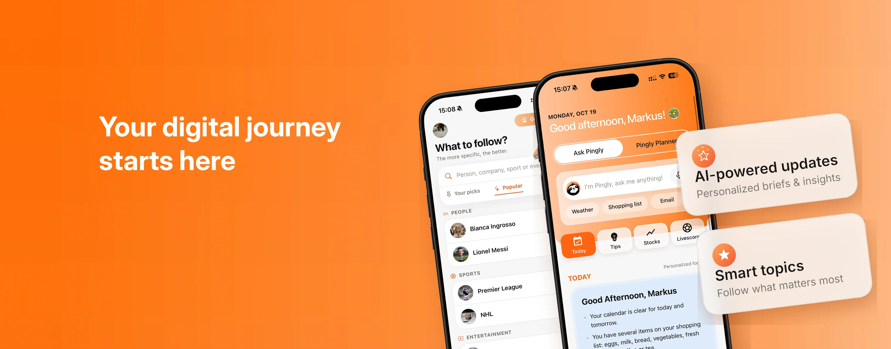 Your digital journey starts here — Pingly app screens