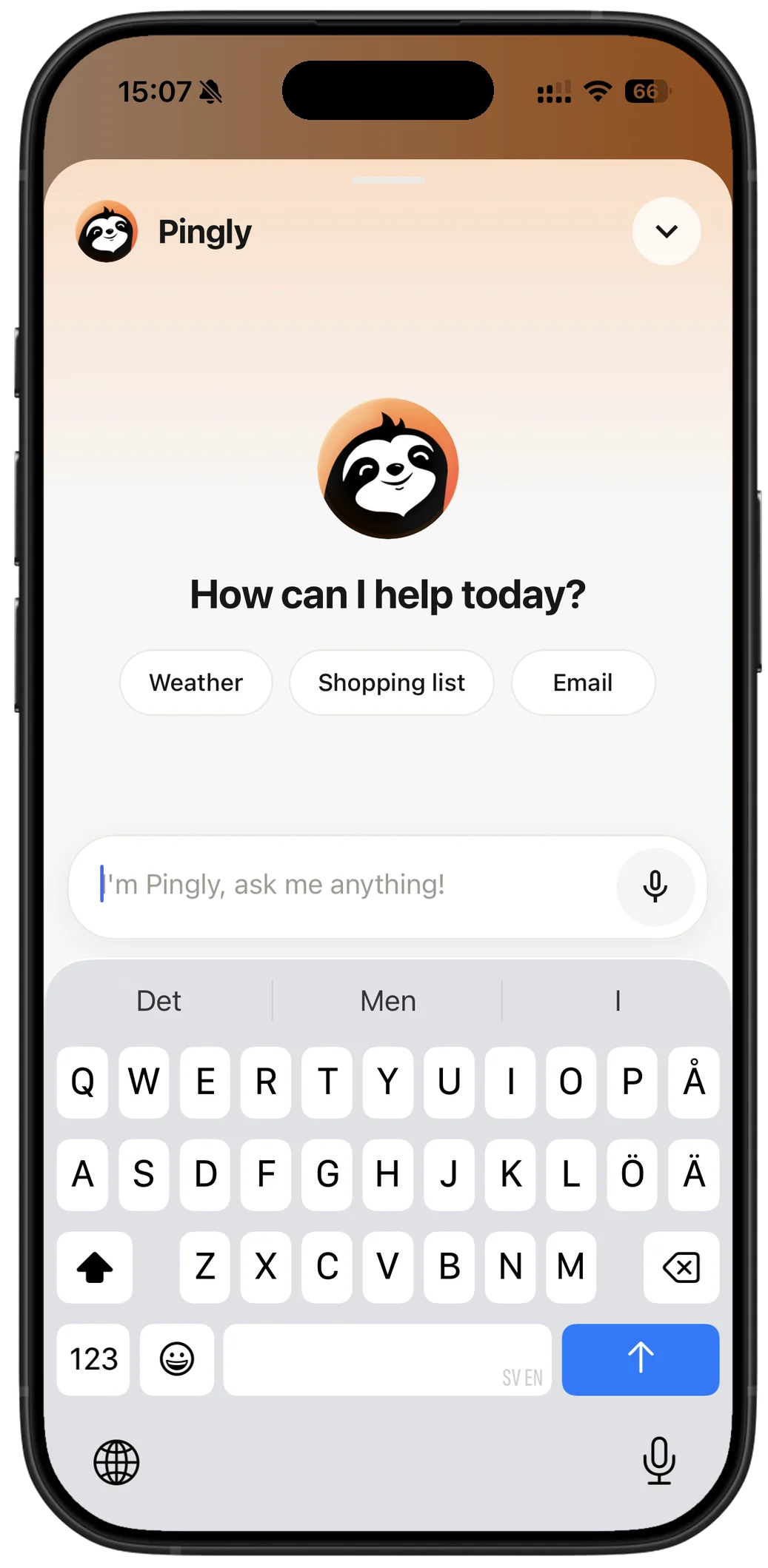Chat mode — ask Pingly anything