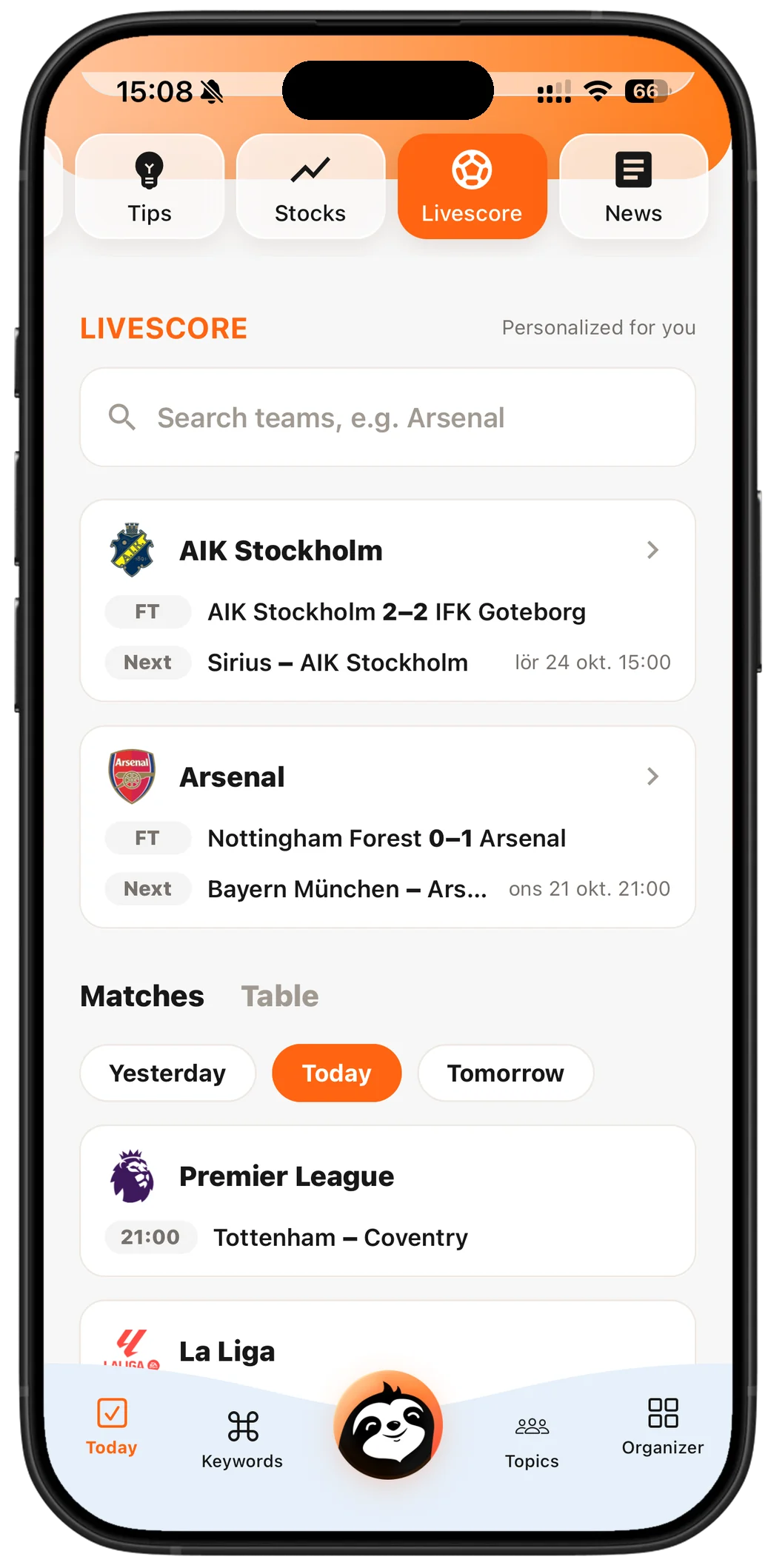 Live scores — follow your favorite teams