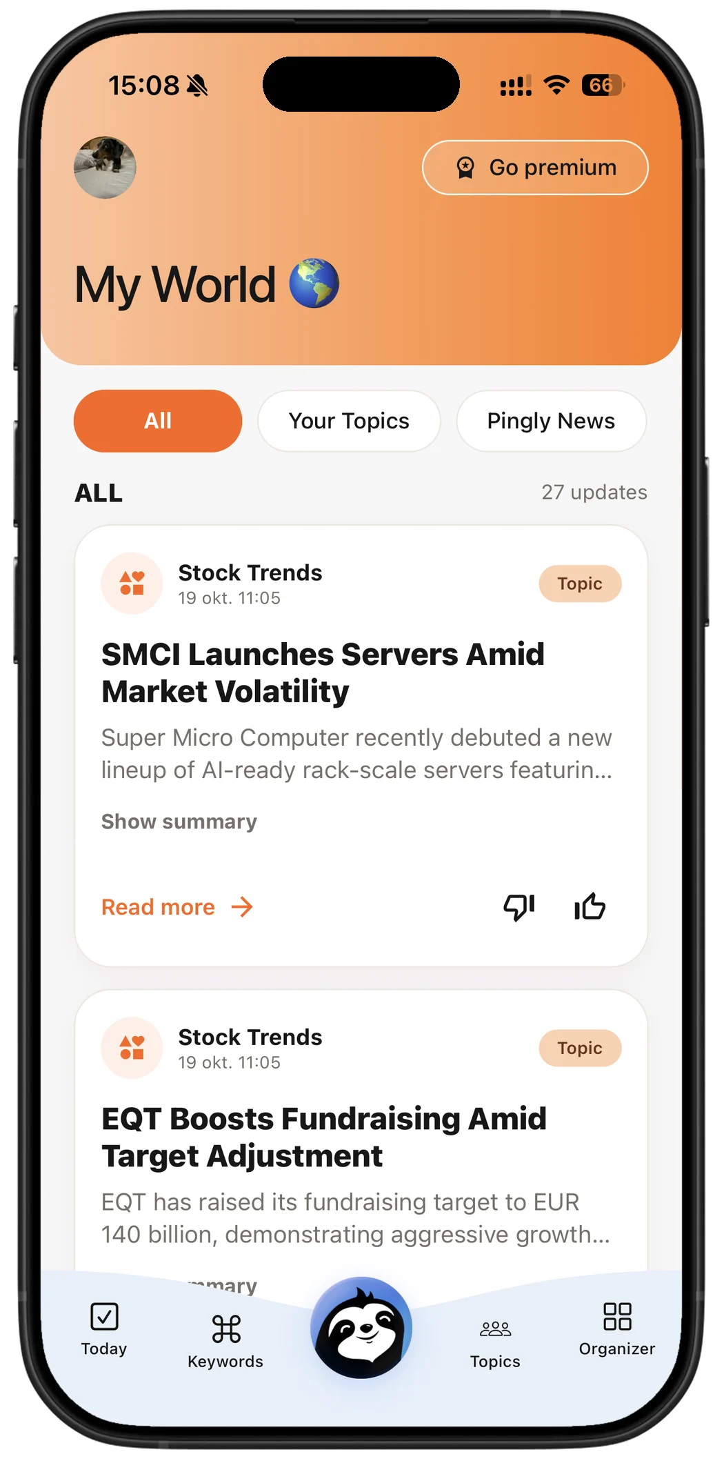 My World — news on the topics you follow