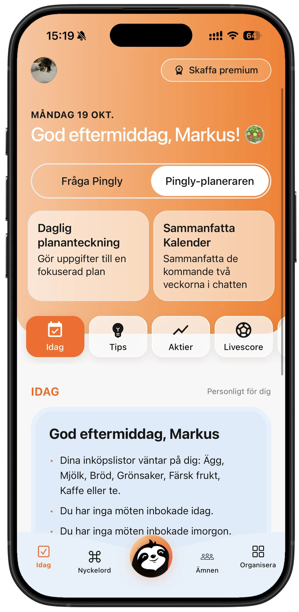 Verktygsläge — Pingly-planeraren med din dag i fasta, överskådliga block